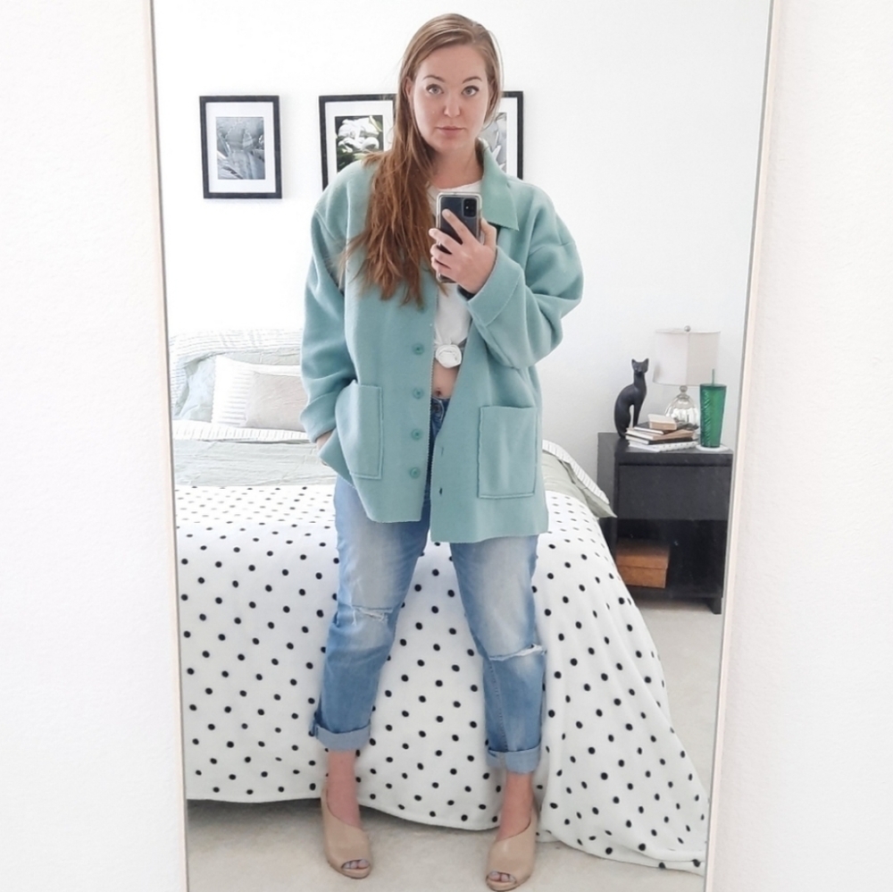 Partners Mint Felt Button Down Jacket L